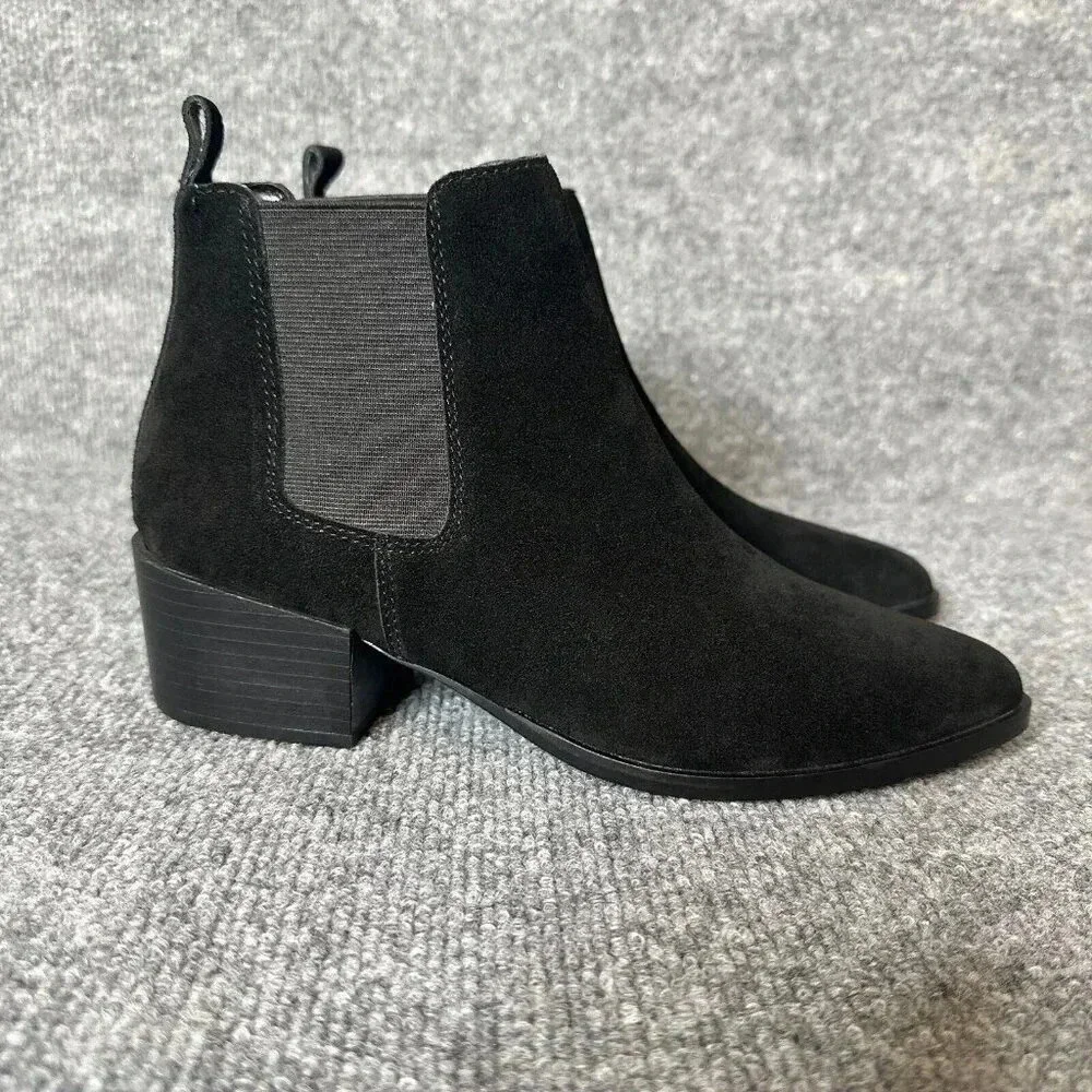 Steve Madden Ankle Boots Womens 7M Black Suede Pull On Classic Pointed Toe Shoes